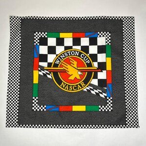 VTG Winston Cup NASCAR Bandanna Checked Flag Design Eagle Black Red 19.25" X 17"